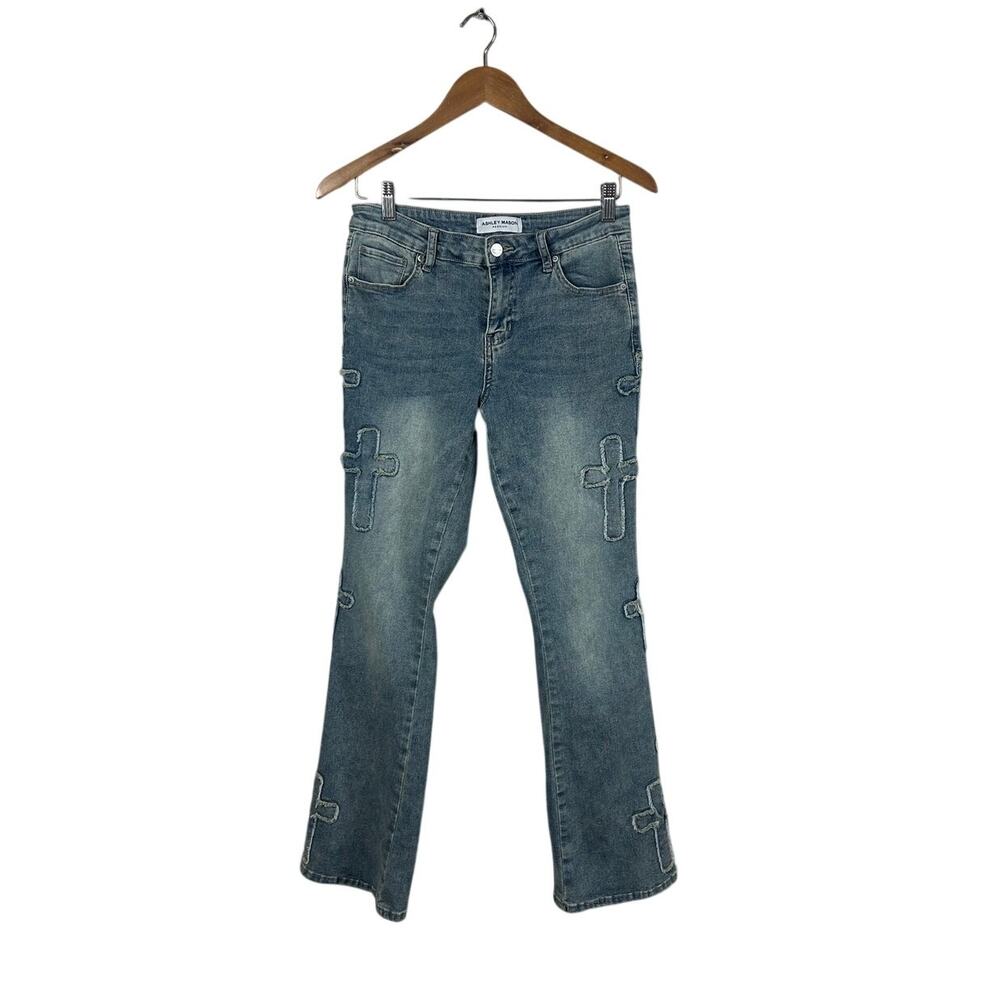 Ashley Mason Premium Cross Patch Flare Blue
Jeans Womens Size 5/27